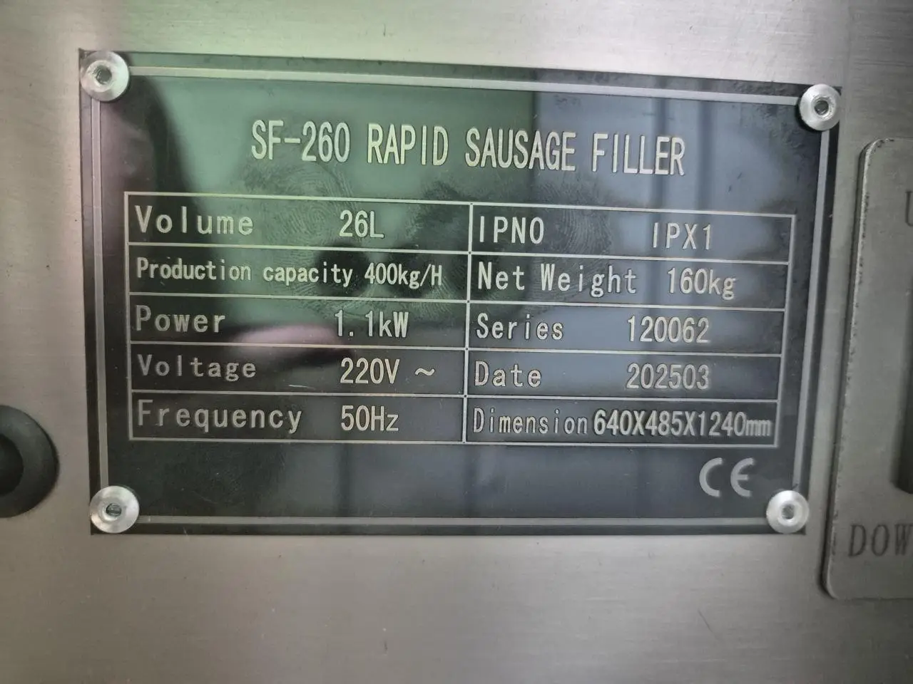 Професійний гідравлічний шприц для набивки ковбас sf260